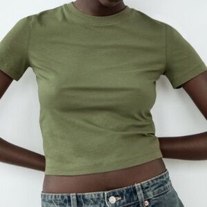 Zara short sleeve tee shirt khaki